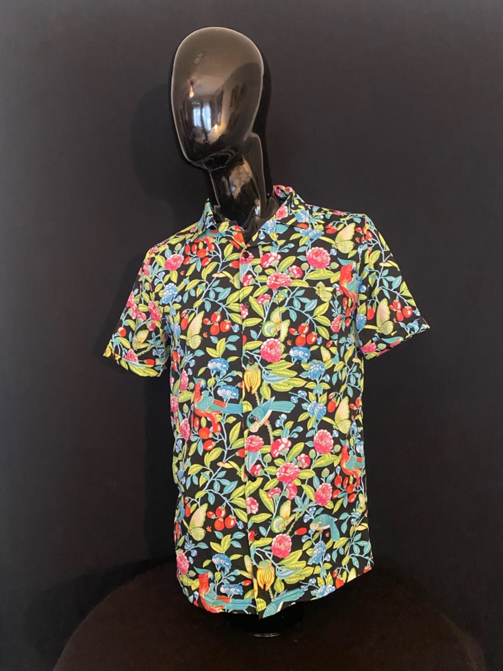 Revolution Black Floral Short-Sleeve Button-Down Shirt